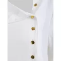 Skew Collar Button Up Blouse - White