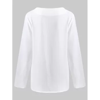 Skew Collar Button Up Blouse - White