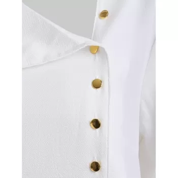 Skew Collar Button Up Blouse - White