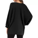 Skew Collar Dolman Tunic Knitwear - Black One