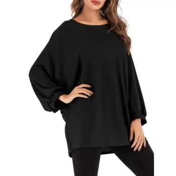 Skew Collar Dolman Tunic Knitwear - Black One
