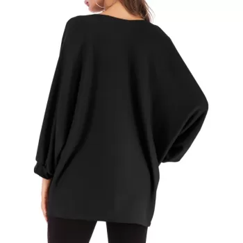 Skew Collar Dolman Tunic Knitwear - Black One