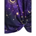 Skew Neck Halloween Star oon Printed Asymmetric Sweatshirt - Purple