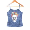 Skull Rose Tank Top - Blue