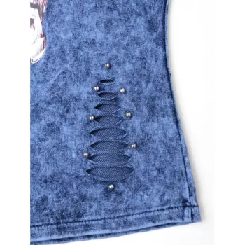 Skull Rose Tank Top - Blue