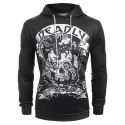 Skull Snake Print Pouch Pocket Pullover Hoodie -