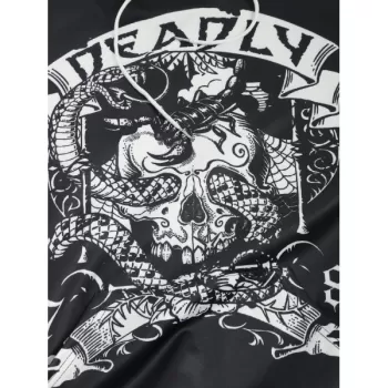 Skull Snake Print Pouch Pocket Pullover Hoodie -