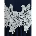leeveless Applique A Line Dress - Navy Blue