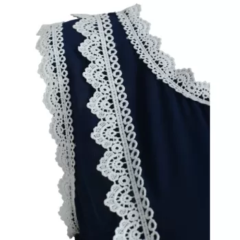 leeveless Applique A Line Dress - Navy Blue