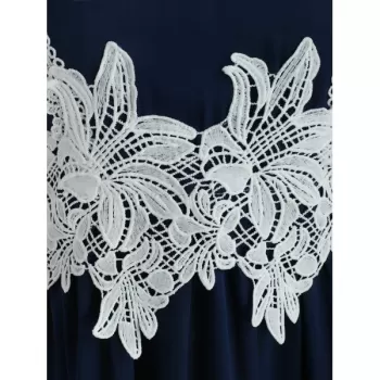 leeveless Applique A Line Dress - Navy Blue