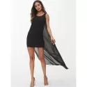 leeveless Round Neck Chiffon Dress - Black