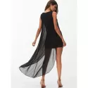 leeveless Round Neck Chiffon Dress - Black
