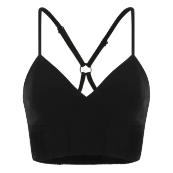 Sleeveless Smocked Crop Top - Black