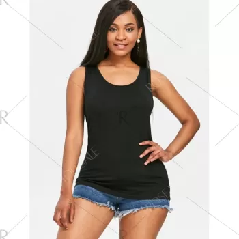 leeveless T-shirt with Cross Back - Black