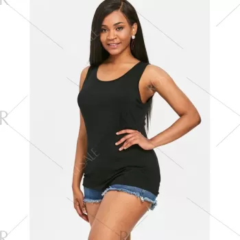 leeveless T-shirt with Cross Back - Black