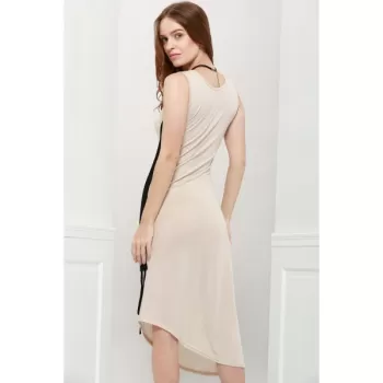 Slimming Side Drawstring Design Khaki Women's Maxi Dress - Khaki One