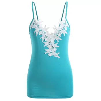 Slip Top with Lace - Light Blue
