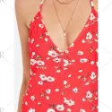 Slit Floral Print Maxi Dress - Fire Engine Red