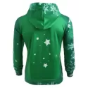 Smiling Santa Claus Print Christmas Hoodie - edium Spring Green