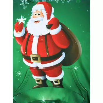 Smiling Santa Claus Print Christmas Hoodie - edium Spring Green