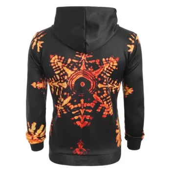 Snowflake Print Pocket Long Sleeve Hoodie -