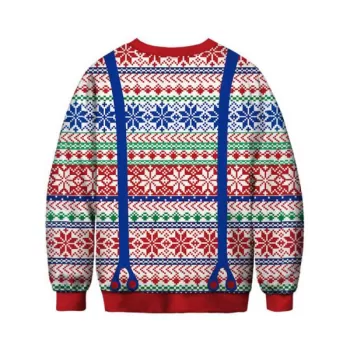 Snowflakes Snowman Faux Tie Christmas Sweatshirt -