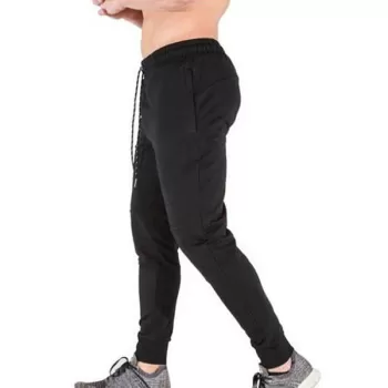 Solid Color Casual Drawstring Jogger Pants - Black