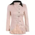 Solid Color Single-Breasted Ladylike Style Long Sleeves Irregular Women's Coat - Pink One