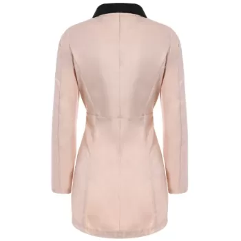 Solid Color Single-Breasted Ladylike Style Long Sleeves Irregular Women's Coat - Pink One
