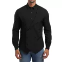 olid Double Breasted Placket hirt - Black