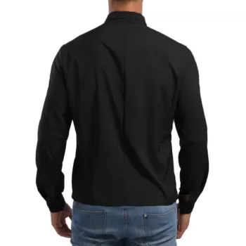 olid Double Breasted Placket hirt - Black