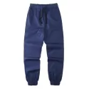 Solid Drawstring Waist Jogger Pants - Deep Blue