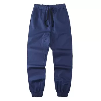 Solid Drawstring Waist Jogger Pants - Deep Blue
