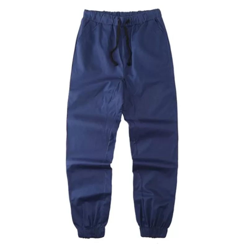 Solid Drawstring Waist Jogger Pants - Deep Blue
