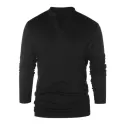 Solid Notch Neck Pullover Sweater - Black
