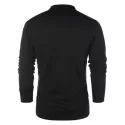 Solid Notch Neck Pullover Sweater - Black