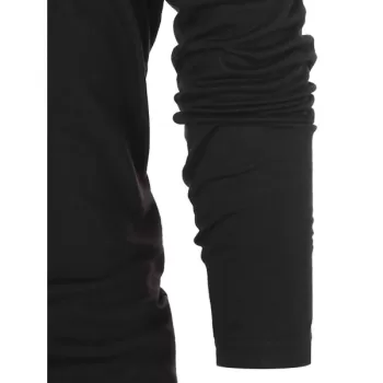 Solid Notch Neck Pullover Sweater - Black