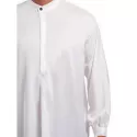 Solid One Button Long Shirt - White