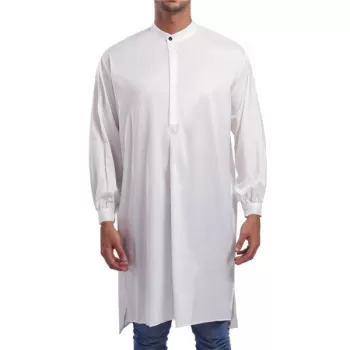 Solid One Button Long Shirt - White