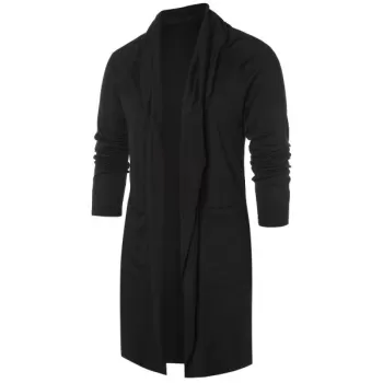 Solid Open Front ongline Coat - Black