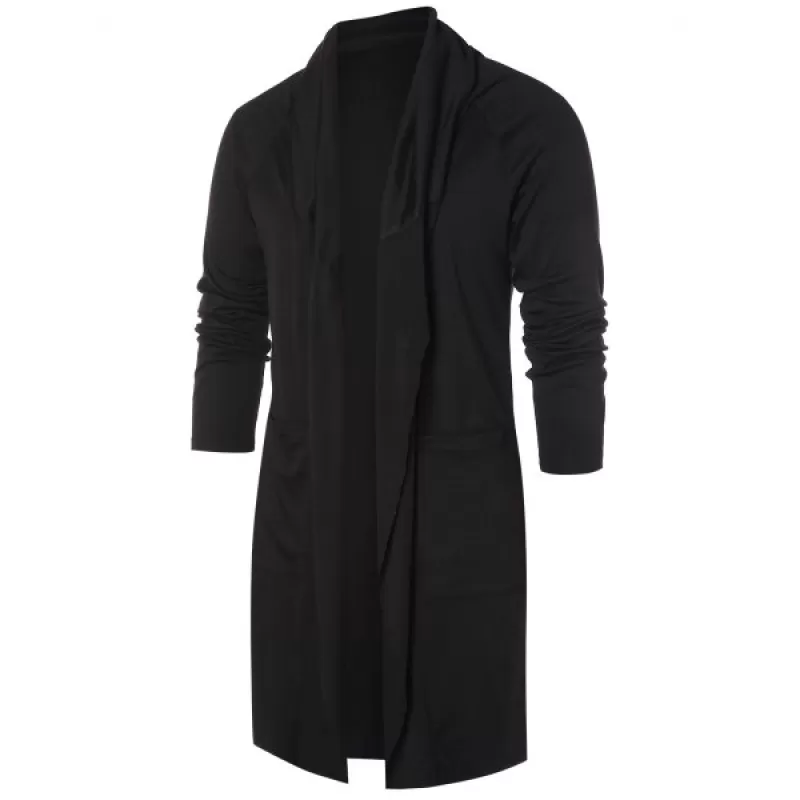 Solid Open Front ongline Coat - Black