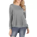 olid Round Neck High Low Tee - Gray