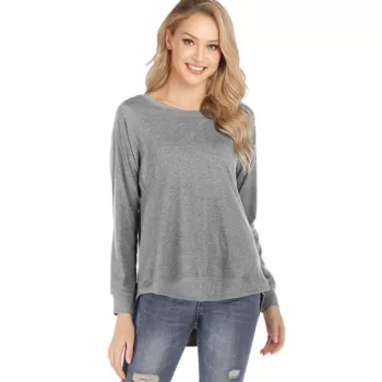 olid Round Neck High Low Tee - Gray