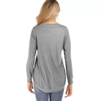 olid Round Neck High Low Tee - Gray