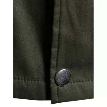 Solid Waist Drawstring Multi Pockets Jacket - Army Green