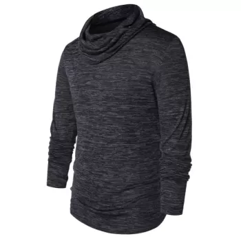 Space Dye Turtle Neck T-shirt - Black