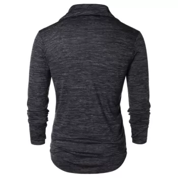 Space Dye Turtle Neck T-shirt - Black