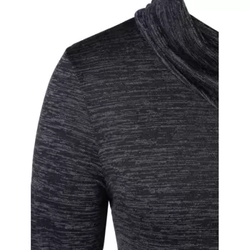 Space Dye Turtle Neck T-shirt - Black