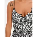 Spaghetti Strap High Low Party Dress - White And Black