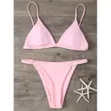 Spaghetti Strap Low Waisted Bikini Swimwear - Pink
